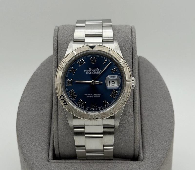 Rolex Datejust Thunderbird Turn O Graph 16264 36mm Blue Dial 18K Gold Steel - 13