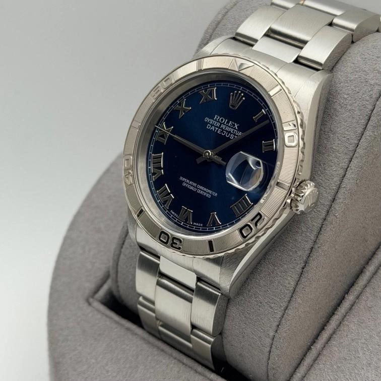 Rolex Datejust Thunderbird Turn O Graph 16264 36mm Blue Dial 18K Gold Steel - 2