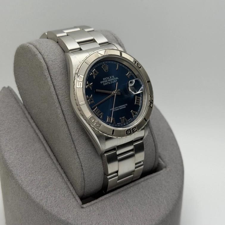 Rolex Datejust Thunderbird Turn O Graph 16264 36mm Blue Dial 18K Gold Steel - 3
