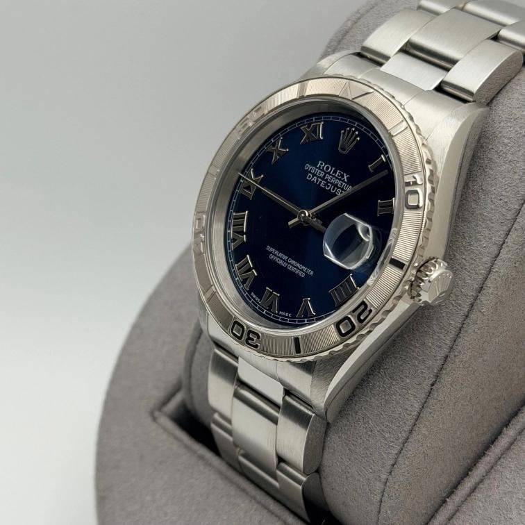 Rolex Datejust Thunderbird Turn O Graph 16264 36mm Blue Dial 18K Gold Steel - 6