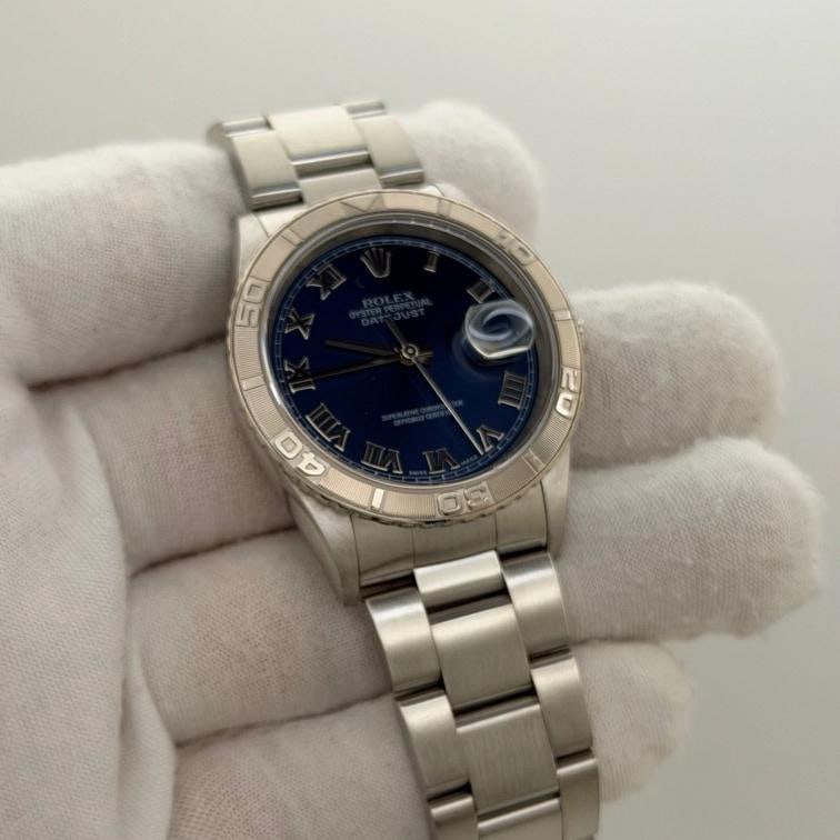 Rolex Datejust Thunderbird Turn O Graph 16264 36mm Blue Dial 18K Gold Steel - 9