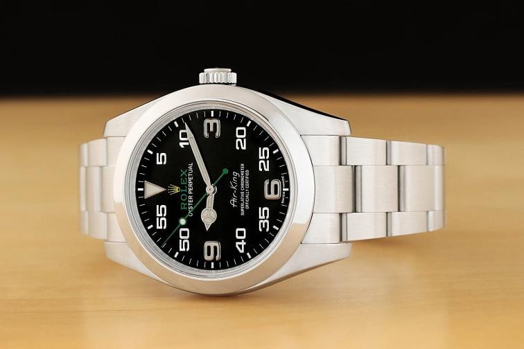 2018 CARD ROLEX AIR-KING 116900 GREEN BLACK ARABIC STAINLESS STEEL 40MM WATCH - 2