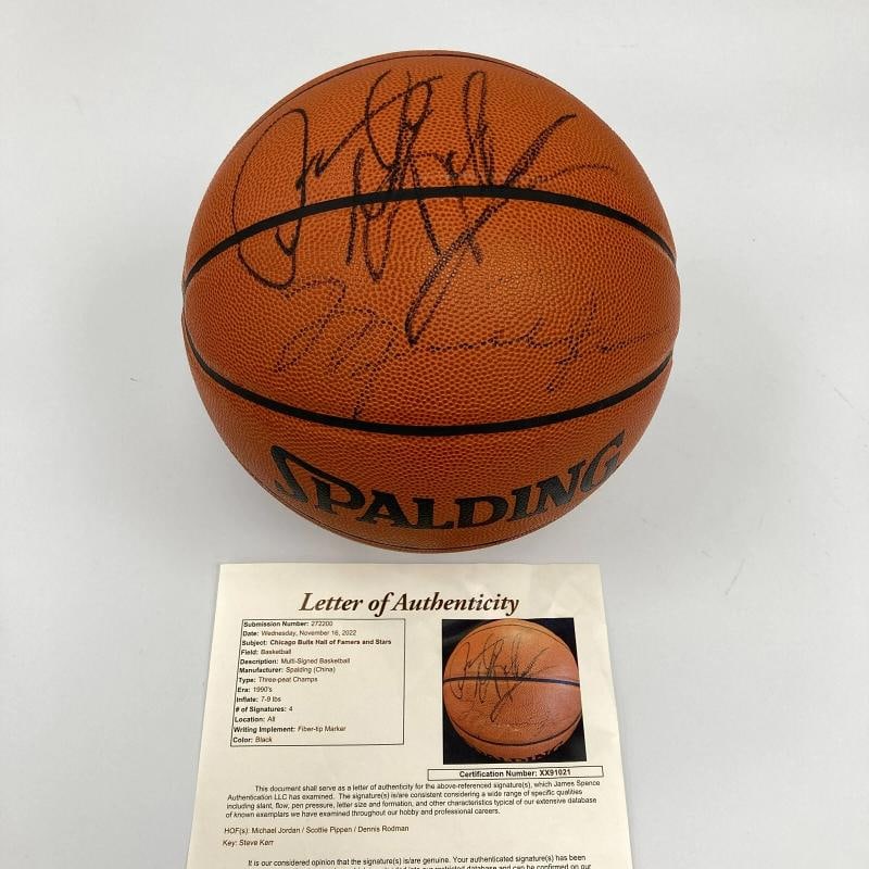 Michael Jordan Scottie Pippen & Dennis Rodman Official Game Basketball JSA COA: Sport: Basketball-NBA,Player: Michael Jordan,Signed: Yes,Original/Reprint: Original,Autograph Authentication: James Spence Authentication (JSA),Product: Ball,Team: Chicago Bulls,Country of Origin: Jor