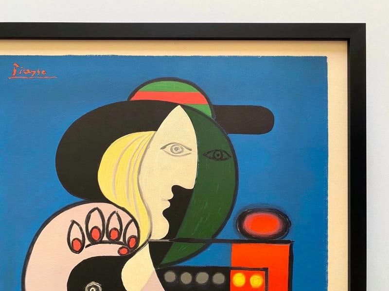 PABLO PICASSO RARE 1967 MOURLOT LITHO PRINT FRAMED POSTER "FEMME LA MONTRE" 1932 - 10