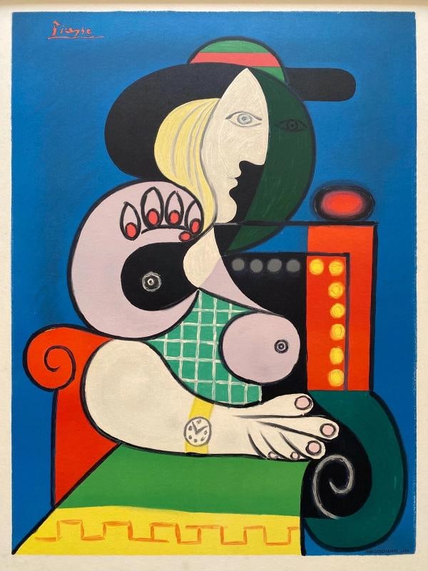 PABLO PICASSO RARE 1967 MOURLOT LITHO PRINT FRAMED POSTER "FEMME LA MONTRE" 1932 - 13