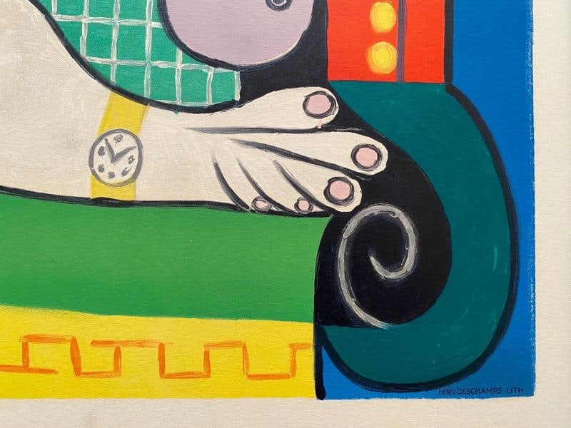 PABLO PICASSO RARE 1967 MOURLOT LITHO PRINT FRAMED POSTER "FEMME LA MONTRE" 1932 - 14