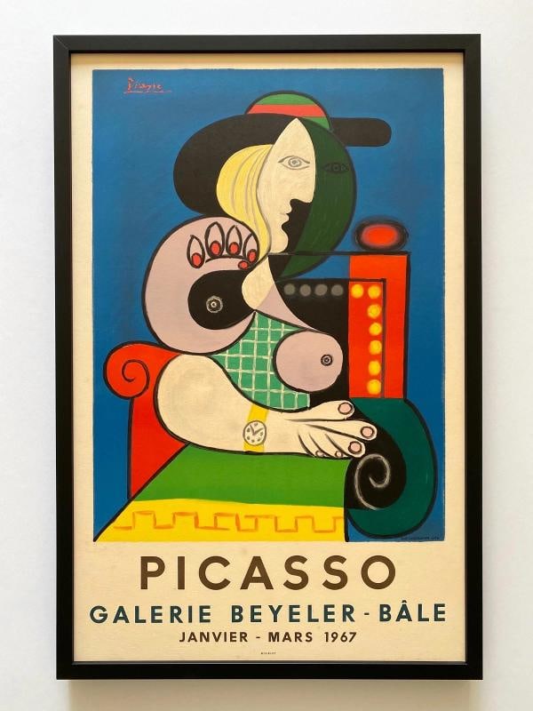 PABLO PICASSO RARE 1967 MOURLOT LITHO PRINT FRAMED POSTER "FEMME LA MONTRE" 1932 - 17