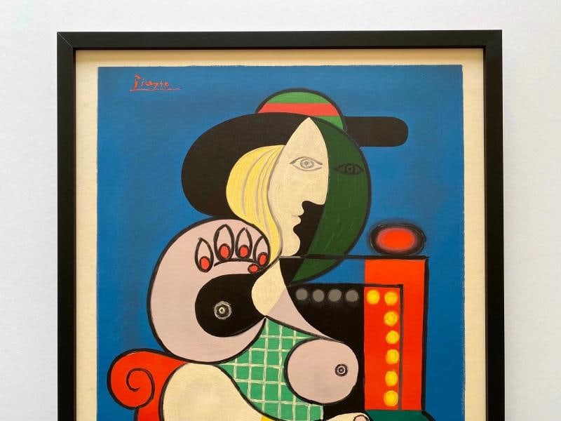 PABLO PICASSO RARE 1967 MOURLOT LITHO PRINT FRAMED POSTER "FEMME LA MONTRE" 1932 - 2
