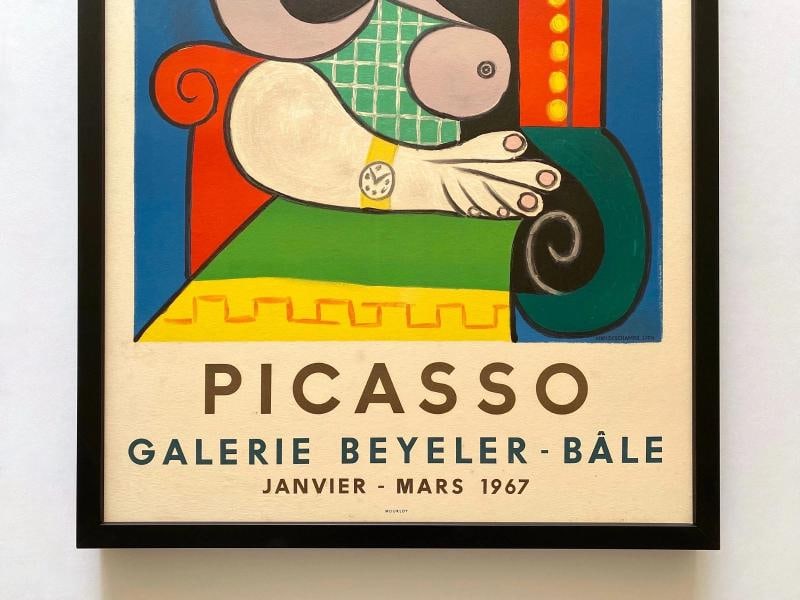 PABLO PICASSO RARE 1967 MOURLOT LITHO PRINT FRAMED POSTER "FEMME LA MONTRE" 1932 - 3