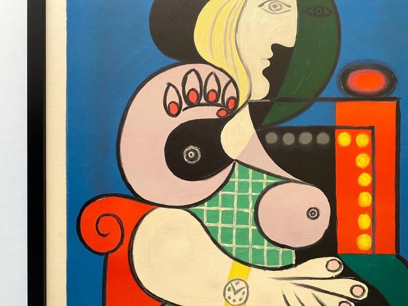 PABLO PICASSO RARE 1967 MOURLOT LITHO PRINT FRAMED POSTER "FEMME LA MONTRE" 1932 - 6