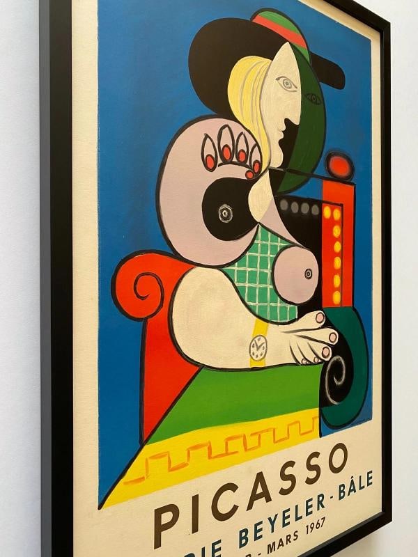 PABLO PICASSO RARE 1967 MOURLOT LITHO PRINT FRAMED POSTER "FEMME LA MONTRE" 1932 - 8