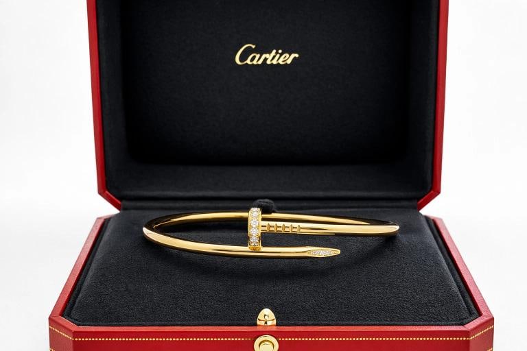 Cartier JUSTE UN CLOU 18K Yellow Gold Diamonds 3.5 mm Bracelet SZ 19 Box Receipt - 2