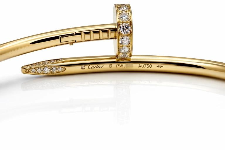 Cartier JUSTE UN CLOU 18K Yellow Gold Diamonds 3.5 mm Bracelet SZ 19 Box Receipt - 5