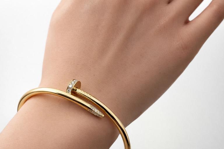 Cartier JUSTE UN CLOU 18K Yellow Gold Diamonds 3.5 mm Bracelet SZ 19 Box Receipt - 7