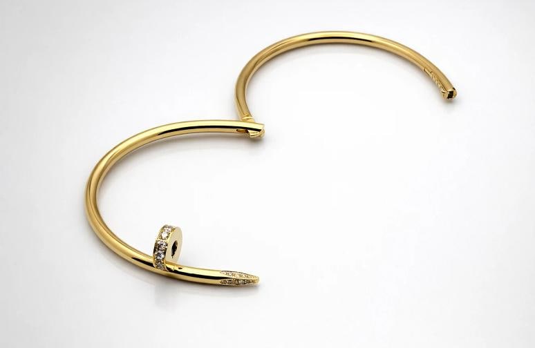 Cartier JUSTE UN CLOU 18K Yellow Gold Diamonds 3.5 mm Bracelet SZ 19 Box Receipt - 9