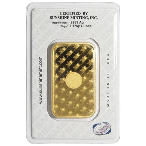 1 Troy oz Sunshine Mint Gold Bar .9999 Fine Sealed In Assay Mint Mark SI - 2