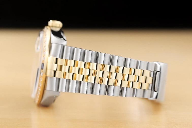 ROLEX DATEJUST 16233 GRAY FACTORY DIAMOND SAPPHIRE 18K YELLOW GOLD STEEL WATCH - 5