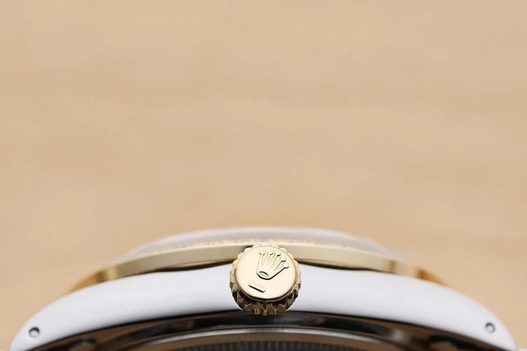 ROLEX DATEJUST 16233 GRAY FACTORY DIAMOND SAPPHIRE 18K YELLOW GOLD STEEL WATCH - 9