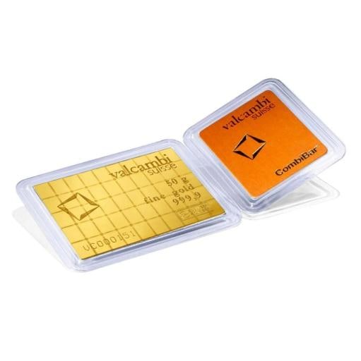 50 x 1 gram Gold Valcambi CombiBar w/ Assay Card .9999 Gold Bullion #A668: Country of Origin: Switzerland,Serial Number: Random,Brand/Mint: Valcambi,Composition: Gold,Fineness: 0.9999,Precious Metal Content per Unit: 50 g,Shape: Bar,Total Precious Metal Content: 50 grams