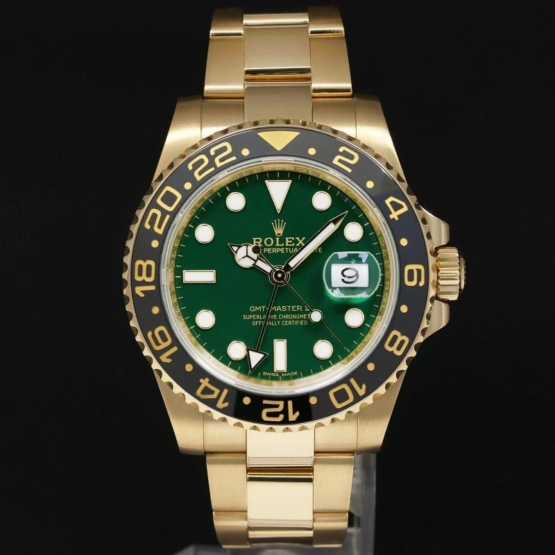 2017 MINT Rolex GMT-Master II 2 Ceramic Green Dial 116718 Yellow Gold Watch Box - 2