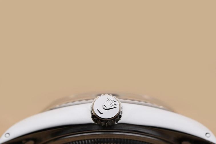 ROLEX MENS DATEJUST 16014 GRAY ROMAN DIAL 18K WHITE GOLD STAINLESS STEEL WATCH - 9