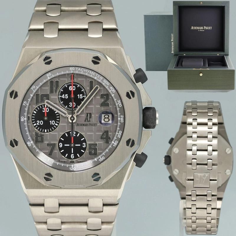 2026 Service Audemars Piguet Royal Oak Offshore Chrono Titanium 26170Ti Ghost: Brand Audemars Piguet (Guaranteed Authentic) Model Royal Oak Off Shore Reference Number 26170TI.1000TI.01 Serial Number G Gender Men's Metal Titanium Case Size 42.00mm Wrist Size This watch will