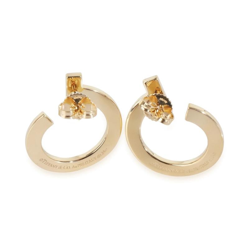 Tiffany & Co. Yellow Gold Diamond Tiffany T T1 Open Hoop Earrings - 3