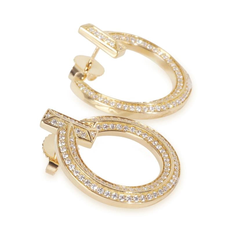 Tiffany & Co. Yellow Gold Diamond Tiffany T T1 Open Hoop Earrings - 4