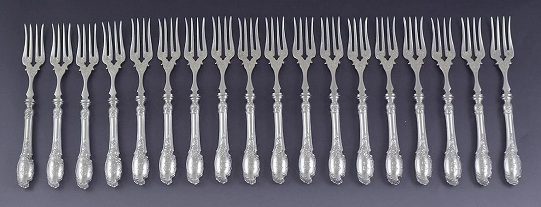 c1900 Fab German Bruckmann Sons Silver 40pc Fish Set w Serving Pieces E Mono - 3