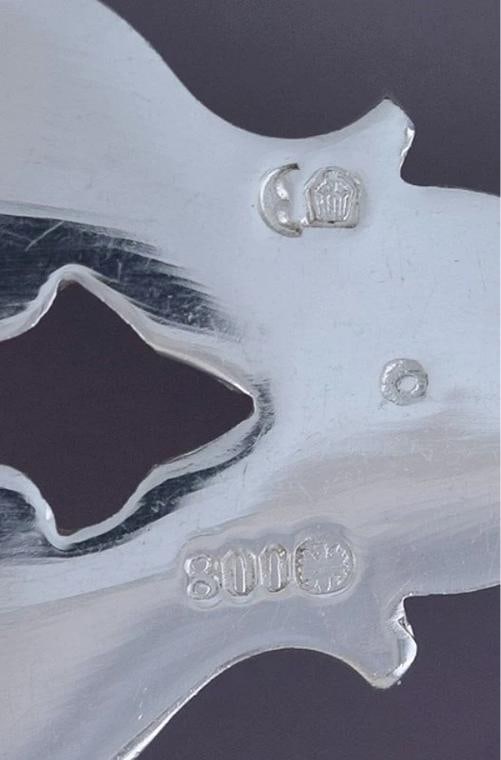 c1900 Fab German Bruckmann Sons Silver 40pc Fish Set w Serving Pieces E Mono - 8