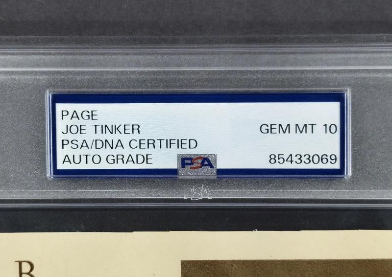 Joe Tinker Signed 8.5x11 Magazine Page Chicago Cubs Auto GM 10 PSA/DNA - 5