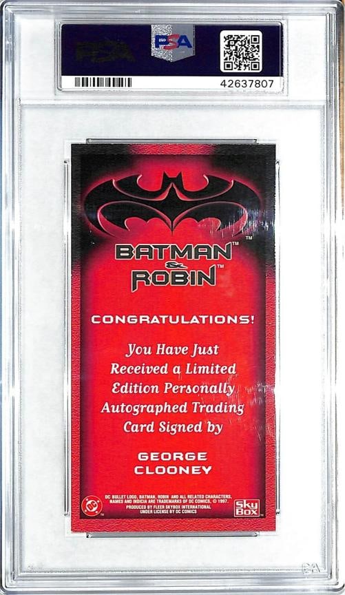 GEORGE CLOONEY Signed Auto 1997 Fleer Skybox Batman & Robin Card PSA/DNA Slabbed - 3