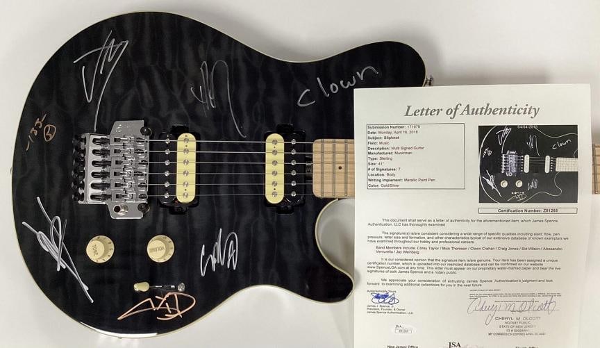 Slipknot Band Signed Guitar Clown Crahan Autograph Corey Taylor +5 Sigs JSA - 9