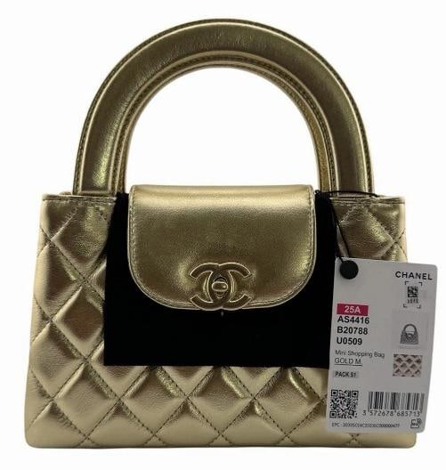 CHANEL Kelly Mini Black Shiny Gold Bag 25 new Purse quilted flap Handbag - 2
