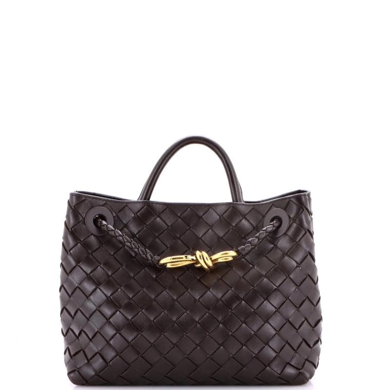 Bottega Veneta Andiamo Top Handle Bag Intrecciato Nappa Small: Condition: Pre-owned - Good,Brand: Bottega Veneta,Exterior Material: Leather,Style: Top Handle,Exterior Color: Brown,Department: Women,Size: Small,Accessories: Dust Bag 
