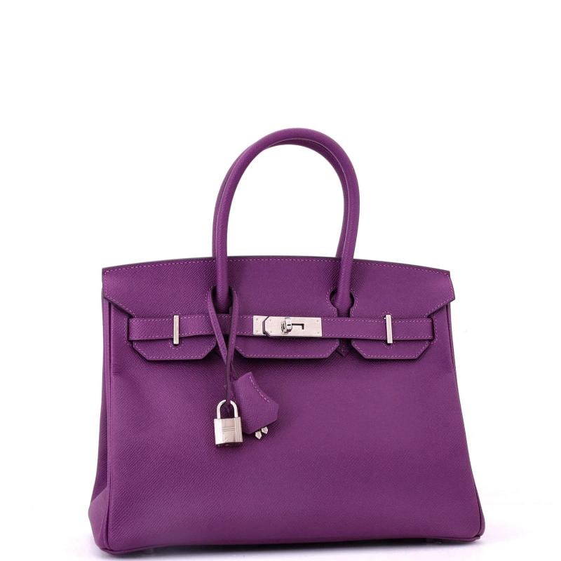 Hermes Birkin Handbag Purple Epsom with Palladium Hardware 30 - 2