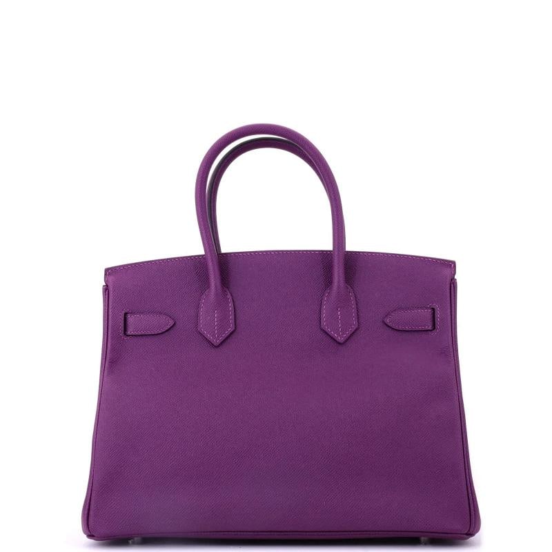 Hermes Birkin Handbag Purple Epsom with Palladium Hardware 30 - 3