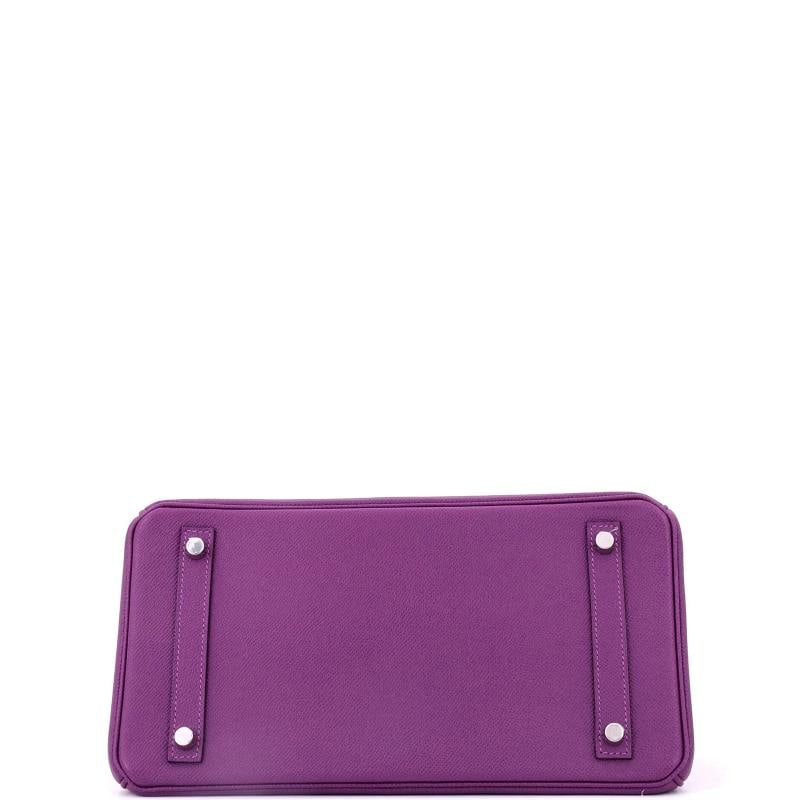 Hermes Birkin Handbag Purple Epsom with Palladium Hardware 30 - 4