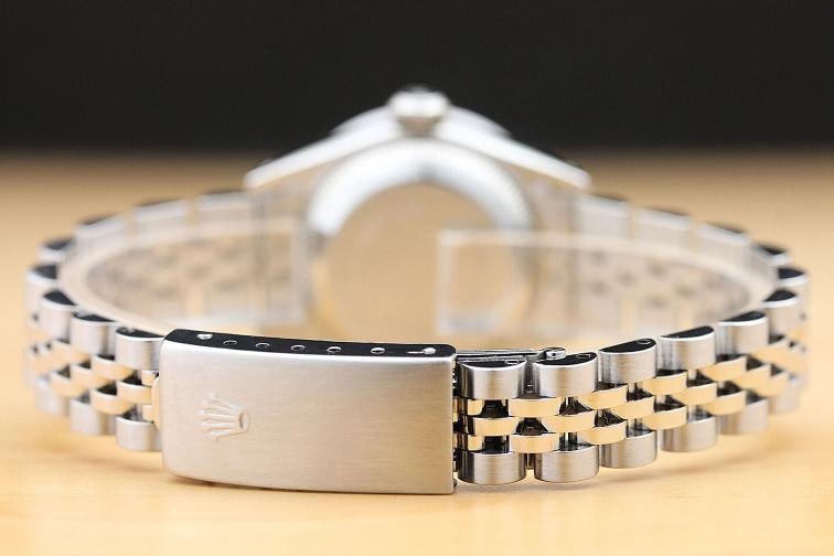 ROLEX LADIES DATEJUST 69174 BLUE DIAMOND SAPPHIRE 18K WHITE GOLD STEEL WATCH - 6