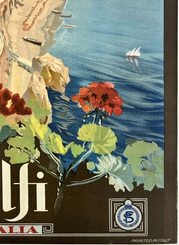 Original Vintage Poster AMALFI ITALIA Italy Italian Travel Tourism LINEN - 5