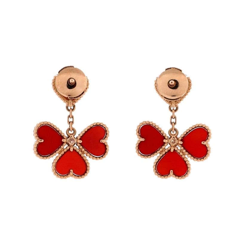 Van Cleef & Arpels Sweet Alhambra Effeuillage Heart Earrings 18K Rose Gold - 2