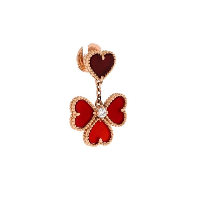 Van Cleef & Arpels Sweet Alhambra Effeuillage Heart Earrings 18K Rose Gold - 3