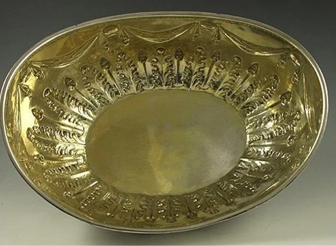 Antique 1836 English Georgian Sterling Silver Acorn Oak Leaf Bowl/Dish Set - 4