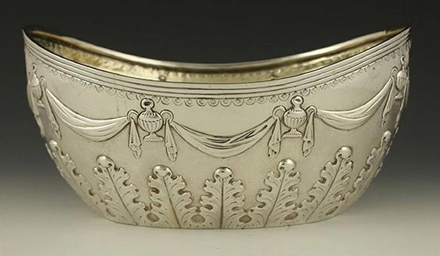 Antique 1836 English Georgian Sterling Silver Acorn Oak Leaf Bowl/Dish Set - 8