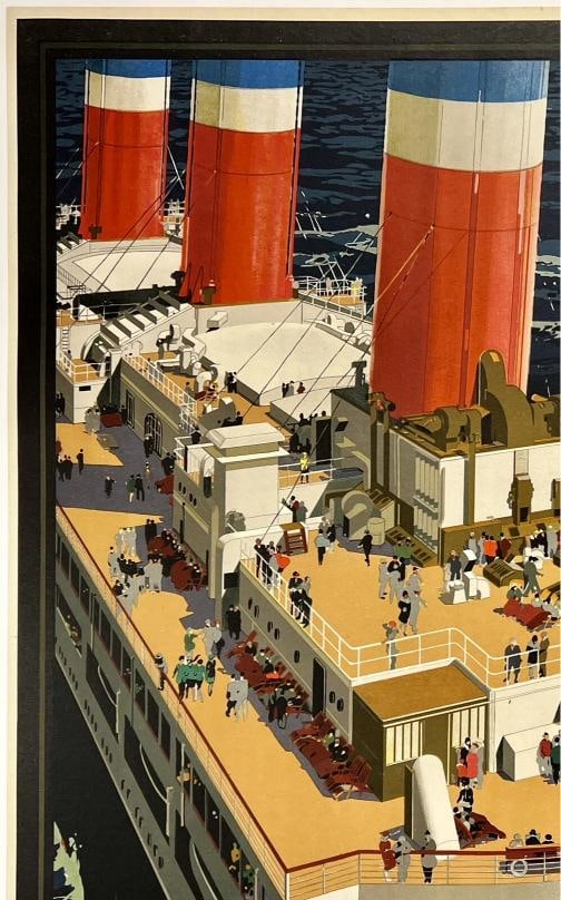 Original Vintage Poster UNITED STATES LINES LEVIATHAN Cruise Ship Travel OL - 2