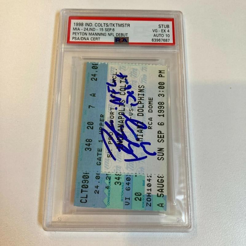 Peyton Manning Signed NFL Debut Original Ticket Sep 6, 1998 PSA DNA Pop 3! - 2