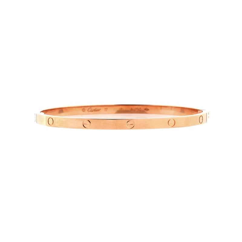 Cartier Love Bracelet 18K Rose Gold Small: Condition: Pre-owned - Good,Brand: Cartier,Main Stone: Unknown,Metal: 18K Rose Gold,Metal Purity: 18K,Style: Bracelet,Type: Bracelet,Color: Rose Gold,Material: 18K Rose Gold 