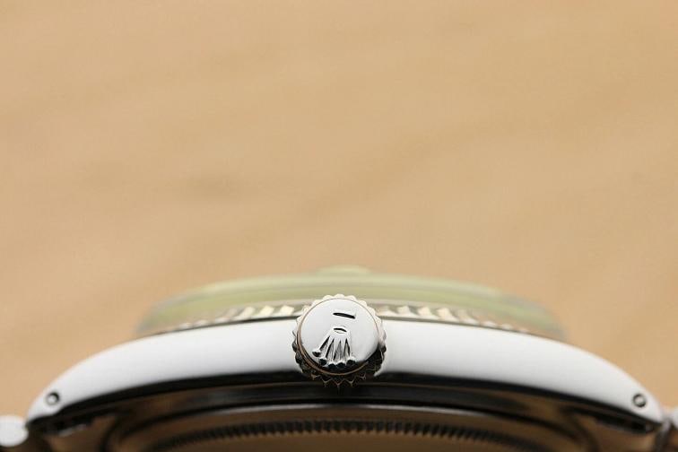 ROLEX MENS OYSTER PERPETUAL DATEJUST 18K WHITE GOLD STEEL WATCH w/ROLEX BAND - 10