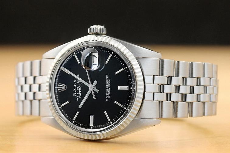 ROLEX MENS OYSTER PERPETUAL DATEJUST 18K WHITE GOLD STEEL WATCH w/ROLEX BAND - 2