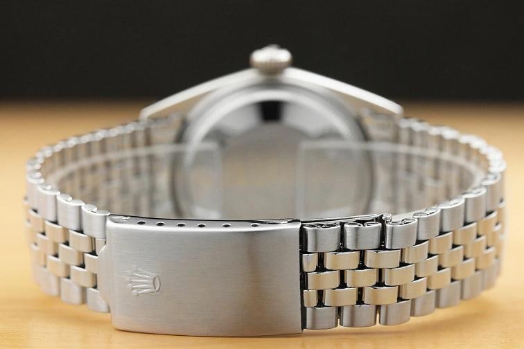 ROLEX MENS OYSTER PERPETUAL DATEJUST 18K WHITE GOLD STEEL WATCH w/ROLEX BAND - 6